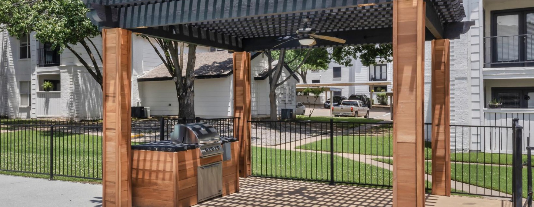 pergola shaded grill area