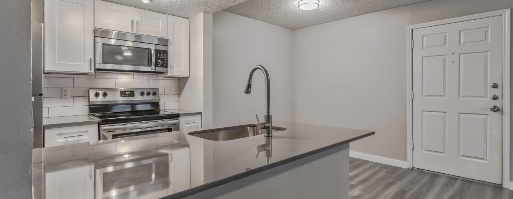 kitchen with track lighting