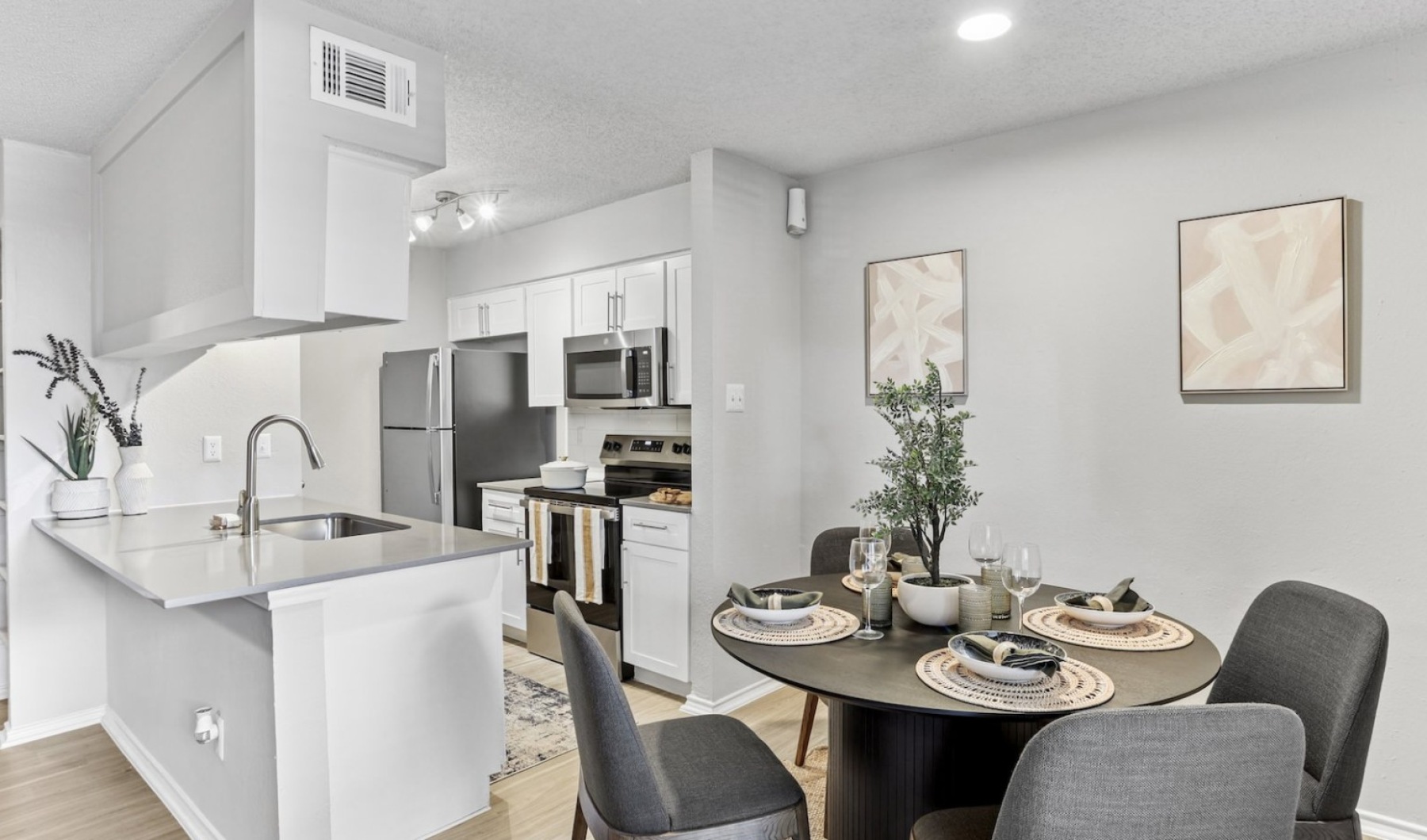 Well-lit kitchen with ample counter space